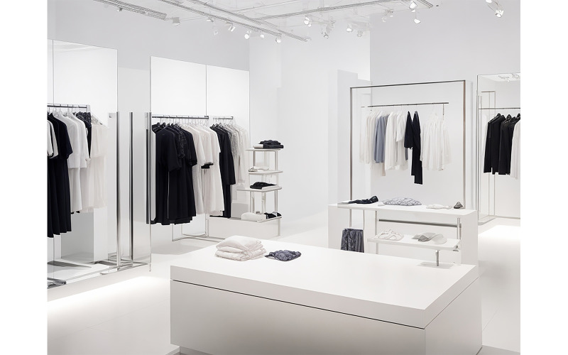 Vitrine de produtos de vestuário no showroom 09