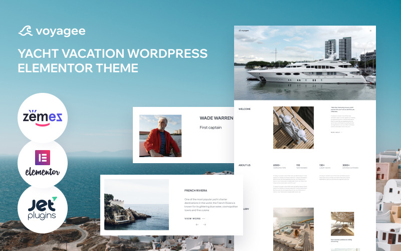 Voyagee - WordPress Elementor-thema voor jachtverhuur en websites voor jachtvakanties