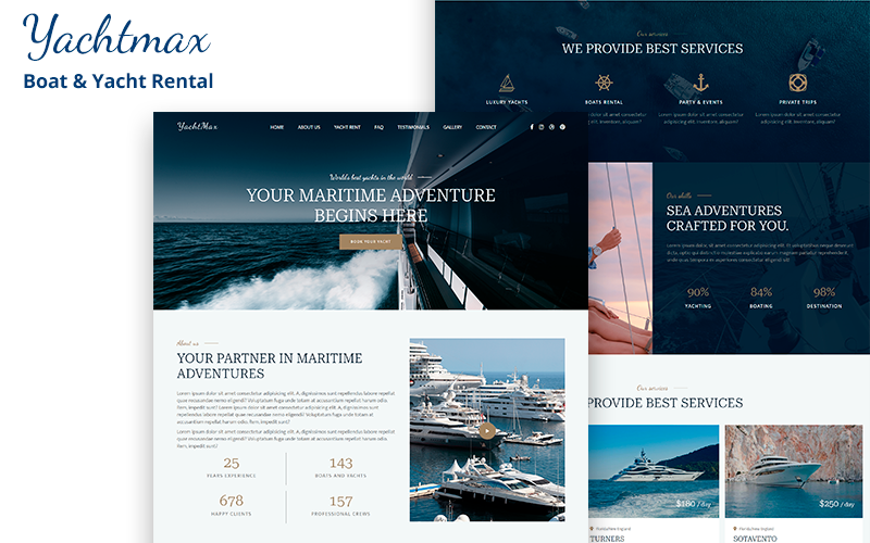 Yachtmax – Šablona vstupní stránky HTML5 k pronájmu lodí a jachet