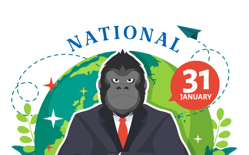 9 Illustration zum Nationalen Gorilla-Anzug-Tag