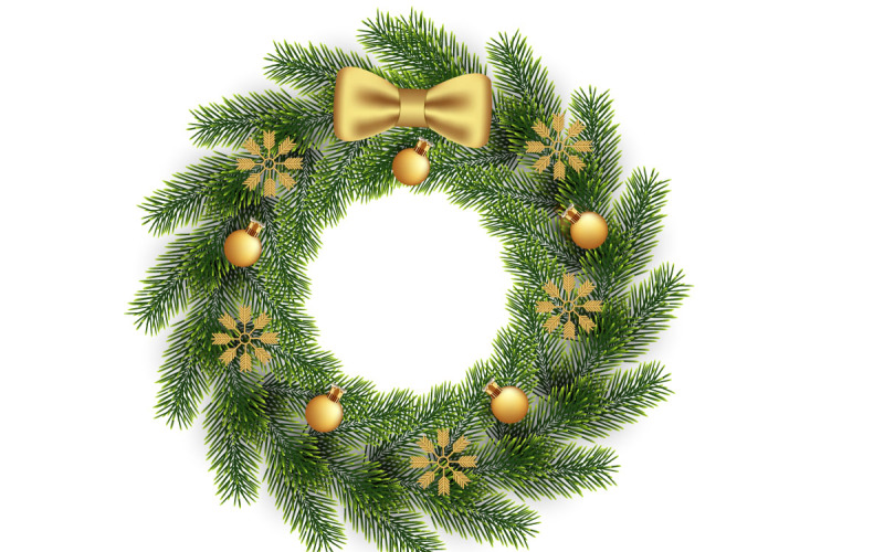 Çam izni tasarımlı vektör gerçekçi Noel çelengi