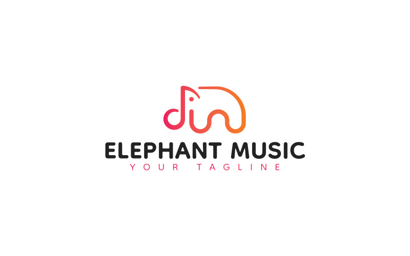 Modèle de logo minimaliste de musique d'éléphant