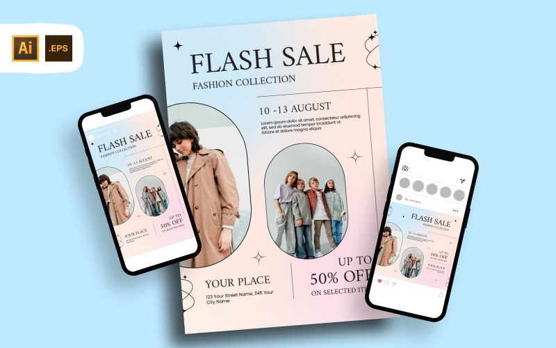 Шаблон флаера Flash Sale Fashion Collection