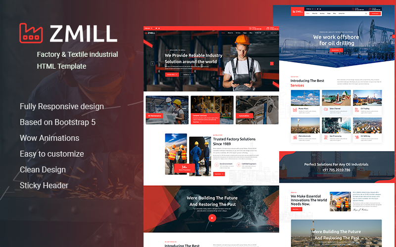 Zmill - Fabrik & Textilindustri HTML-mall