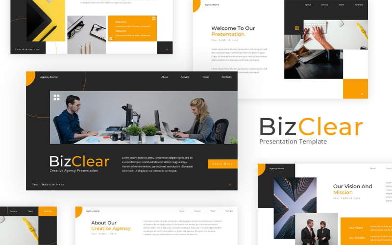BizClear – Šablona hlavní myšlenky kreativní agentury