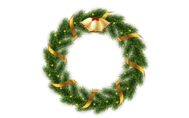 Christmas wenskaart en achtergrond. Kerstkrans met pijnboombladeren, kerstbal