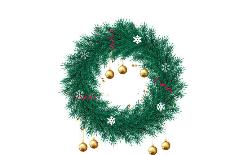 Merry Christmas wreath on transparent background