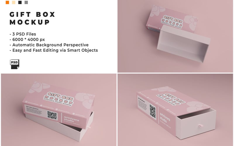 Шаблон макета подарочной коробки 1