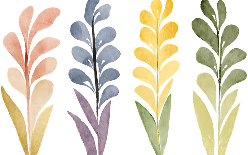 Ensemble de feuilles d'aquarelle. Peinte à la main