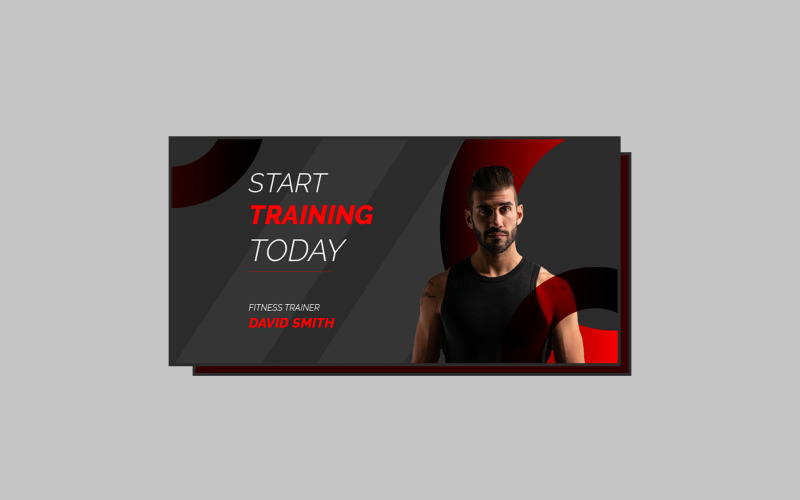 exercício de ginástica fitness miniatura do youtube e modelo de banner da web