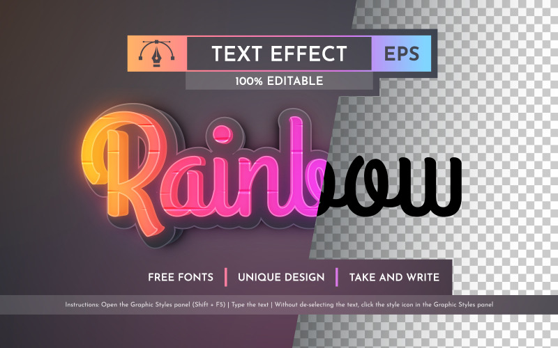 Rainbow Flash - Efecto de texto editable, estilo de fuente