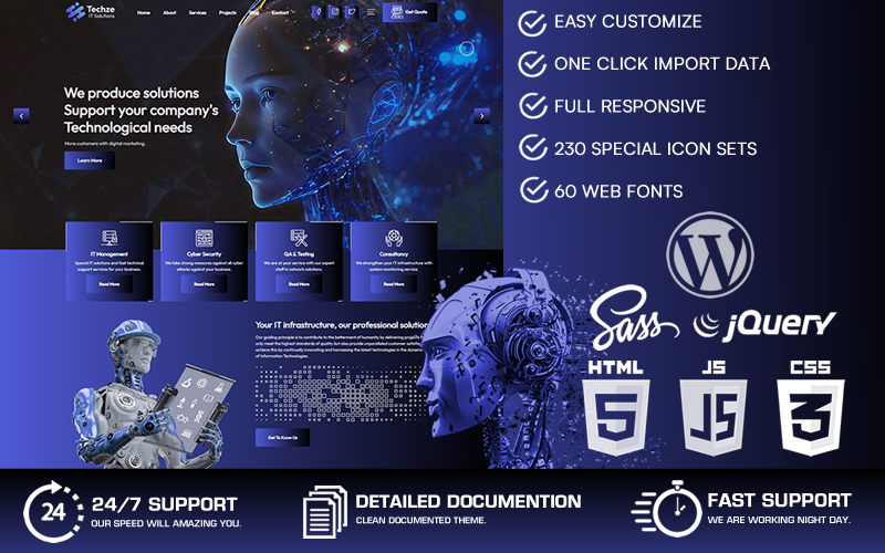 Techze - Tema de WordPress para soluciones de TI y IA