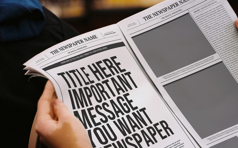 Tidningsmockups med redigerbart innehåll och omslag