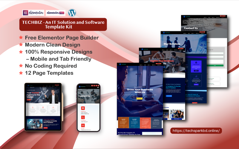Techbiz - En IT- och mjukvarulösning Elementor Template Kit