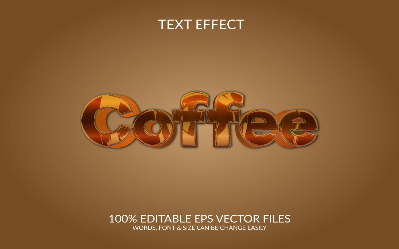 Conception de modèle d'effet de texte 3D vectoriel modifiable pour la journée du café