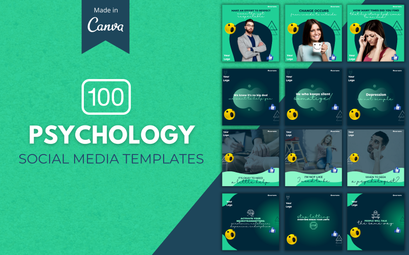 100 plantillas de Canva de psicología para redes sociales