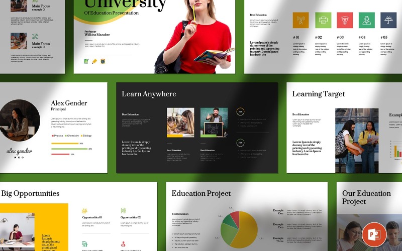 Layout do modelo de PowerPoint de apresentação educacional