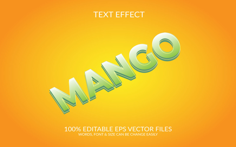 Mango 3D volledig bewerkbare vectorteksteffectsjabloon
