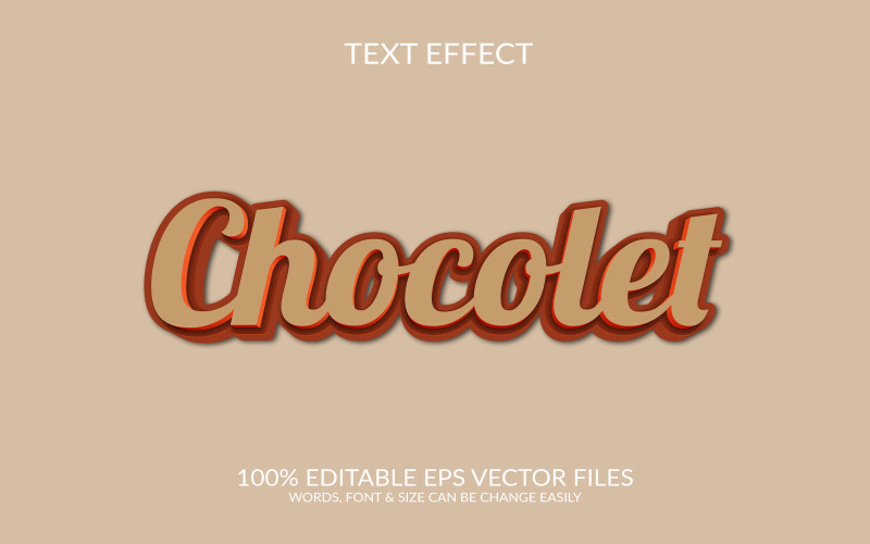 Шоколадний 3D редагований векторний EPS текстовий ефект шаблон оформлення