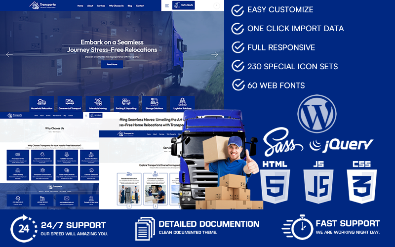 Transporta – Költöztetők és szállítás WordPress téma
