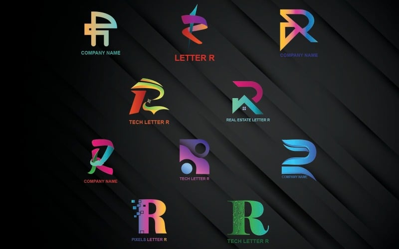 Tüm Şirketler ve Markalar İçin R Harfi Logo Şablonu