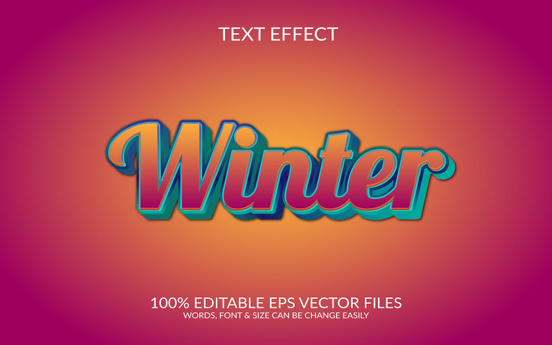 Winter 3D bearbeitbares Vektor-EPS-Texteffekt-Vorlagendesign