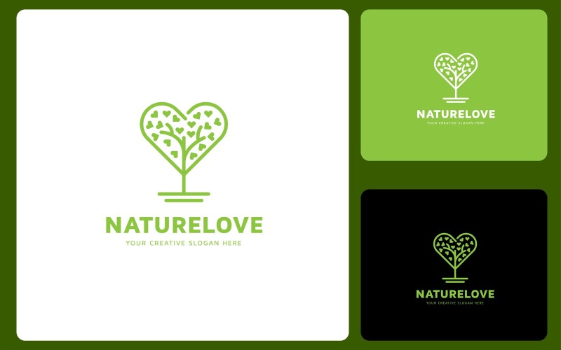 Naturlig kärlek träd logotyp designmall