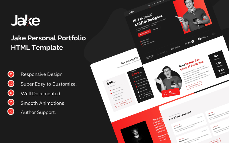 Джейк – сучасний HTML-шаблон особистого портфоліо