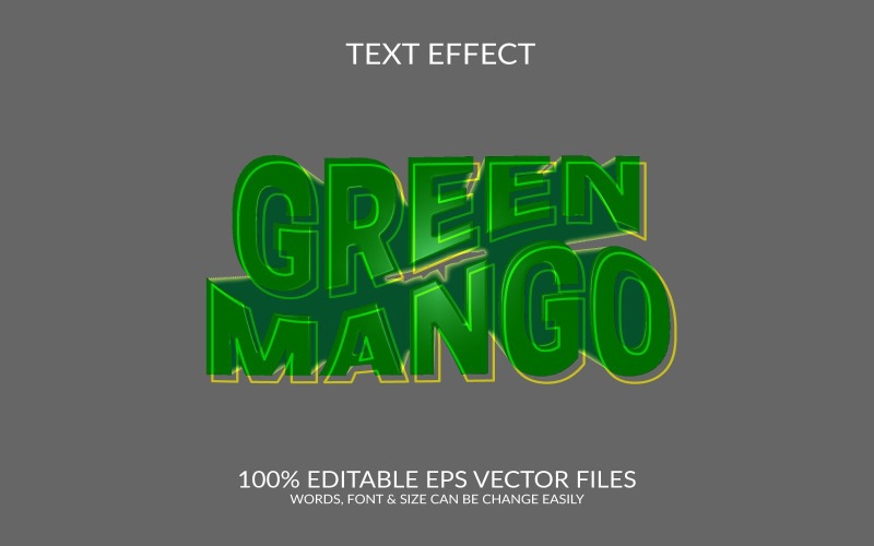 Ilustración de efecto de texto Eps vectoriales editables 3D de mango verde
