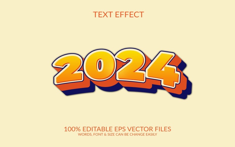 Happy new year 2024 3d vector text effect template design