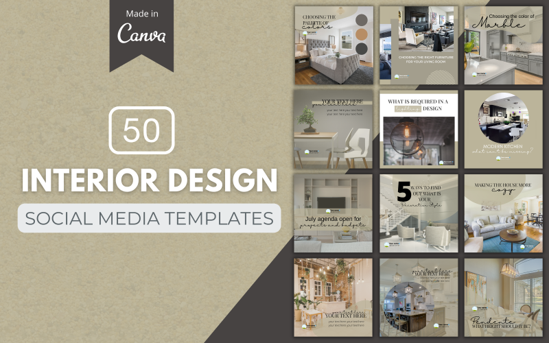 50 Premium-Innenarchitektur-Canva-Vorlagen für soziale Medien