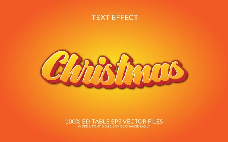 Счастливого Рождества 3D редактируемый векторный текстовый эффект Eps