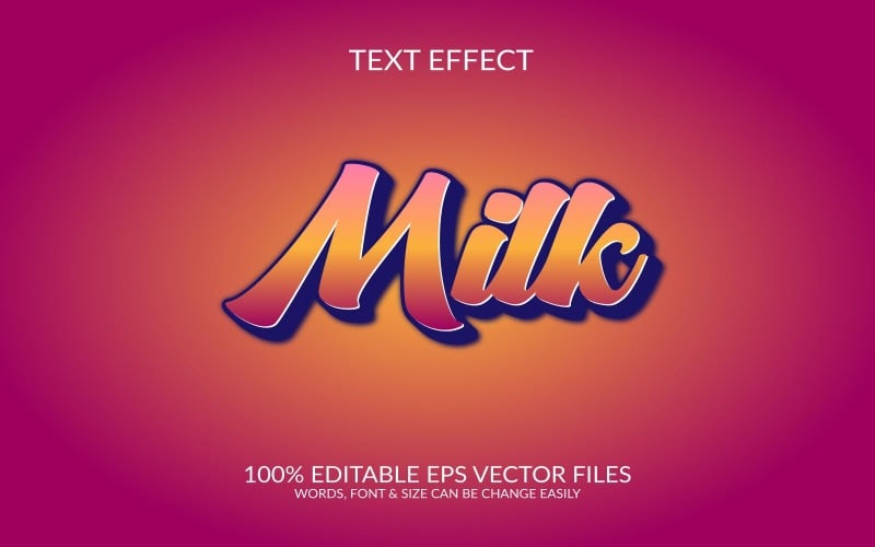 Молоко 3D редактируемый векторный шаблон текстового эффекта Eps