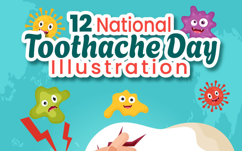 12 Illustrazione vettoriale della giornata nazionale del mal di denti