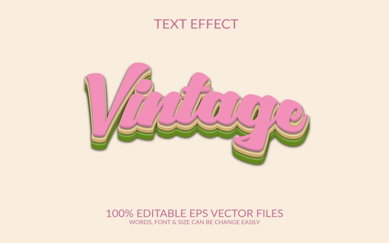Modelo de efeito de texto vintage 3D editável Eps ilustração