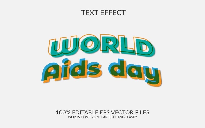 Modello effetto testo Eps vettoriale modificabile 3D per la Giornata mondiale contro l'AIDS