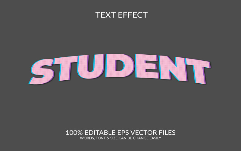 Diseño de plantilla de efecto de texto Eps vectoriales editables 3D del Día Mundial del Estudiante