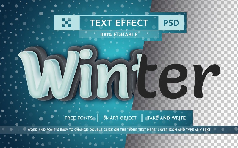 3D Blue Winter - Bearbeitbarer Texteffekt, Schriftart