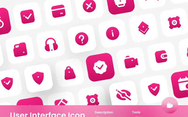 Benutzeroberflächen-Icon-Set mit Farbverlaufsfüllung, Stil 3
