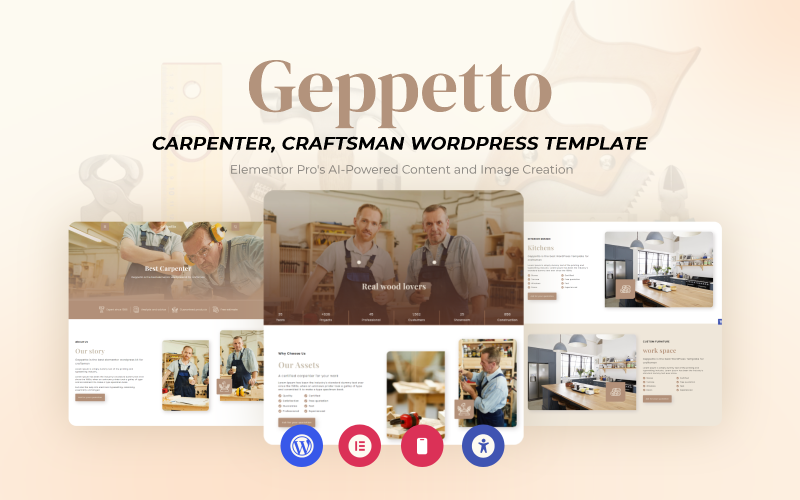 Geppetto - szablon Wordpress dla stolarza i rzemieślnika