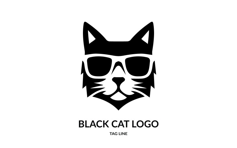 Modèle de logo tête de chat noir