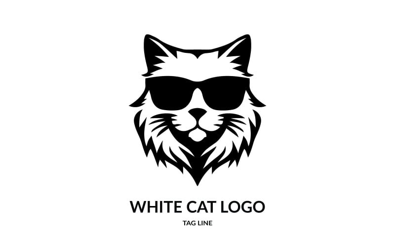 Plantilla de logotipo de cabeza de gato blanco
