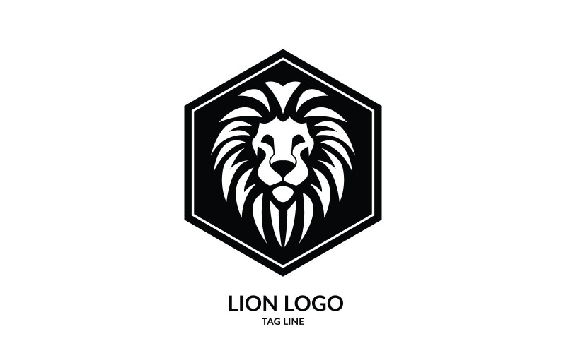Szablon logo sześciokątnej głowy lwa