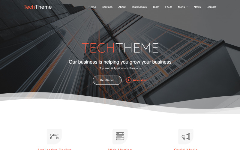 TechThema | Zakelijke dienstverlening en IT-oplossingen Multifunctionele responsieve websitesjabloon
