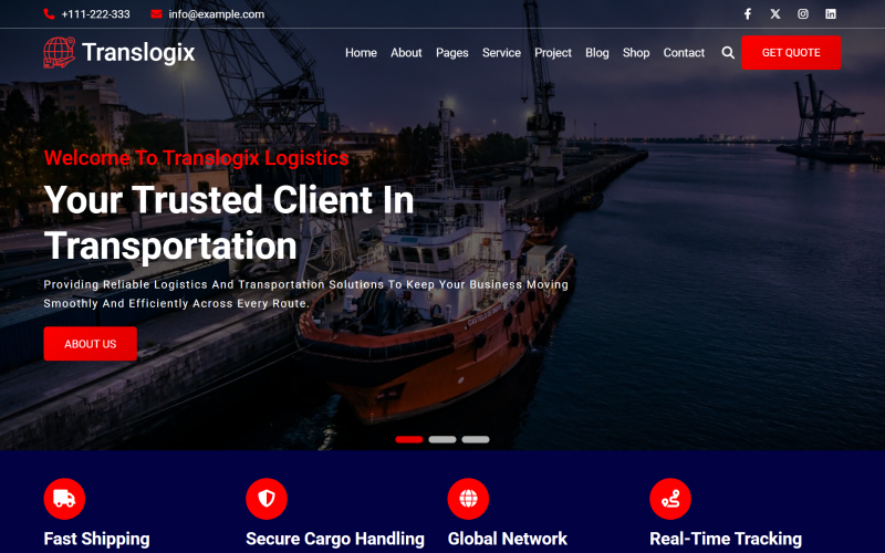 TransLogix - Modèle de site Web HTML5 pour la logistique et le transport