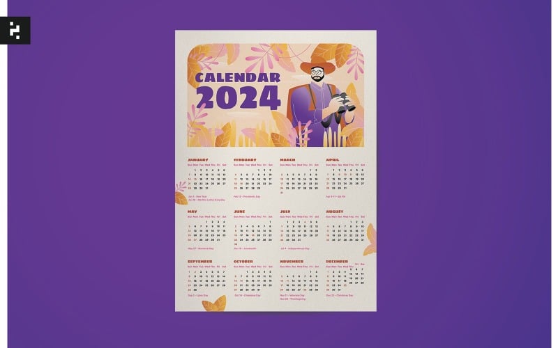 2024 Calendar Forest Theme 370592 TemplateMonster