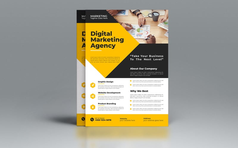 Digitale nieuwe zakelijke flyer ontwerpsjabloon vector