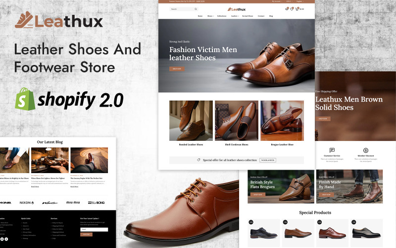 Leathux - 皮鞋和鞋类商店 Shopify 2.0 响应式模板