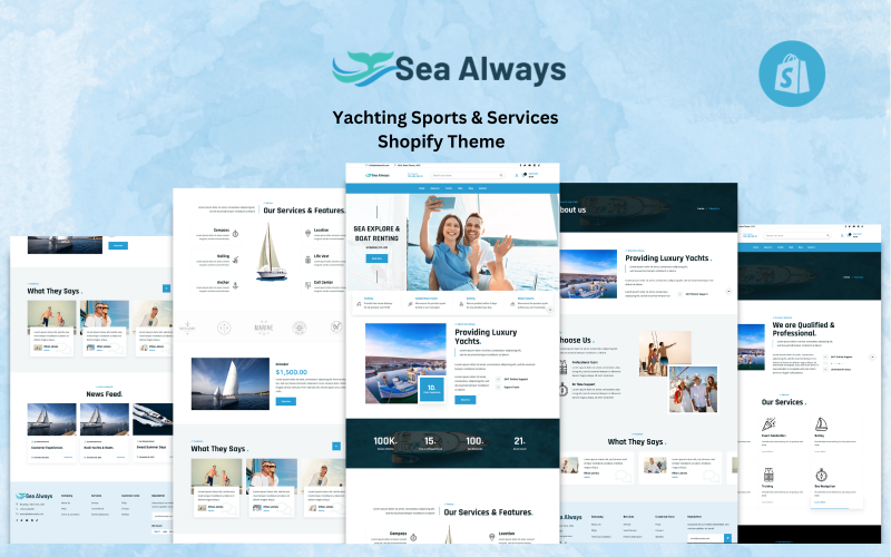 Sea Always - Tema Shopify de serviços de iate e esportes aquáticos