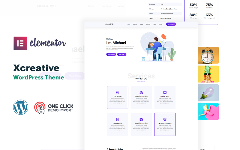 Тема WordPress для особистого креативного портфоліо Xcreative